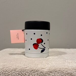 Kate Spade Vintage Black and White Cherry Dot insulated food Container Brand New